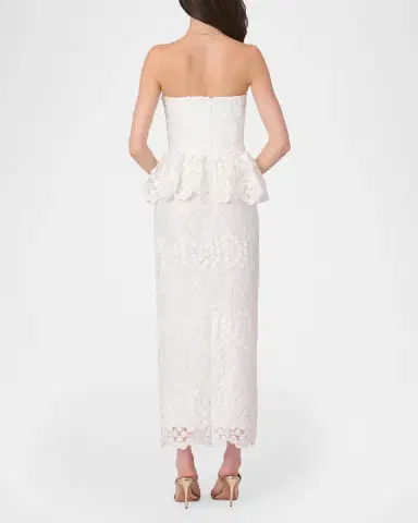 Shoshanna Lotus Lace Peplum Strapless Maxi Dress | Thumbnail 3