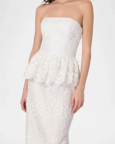 Shoshanna Lotus Lace Peplum Strapless Maxi Dress | Thumbnail 4