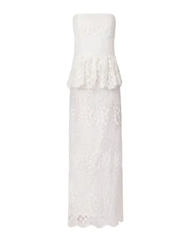 Shoshanna Lotus Lace Peplum Strapless Maxi Dress