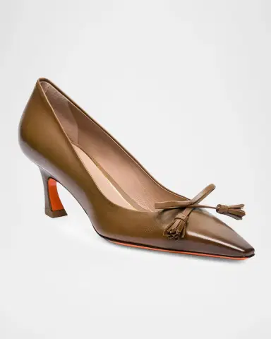 Santoni 55mm Leather Bow Pumps | Thumbnail 2