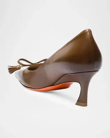 Santoni 55mm Leather Bow Pumps | Thumbnail 3
