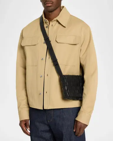 Bottega Veneta Men's Intrecciato Leather Messenger Bag | Thumbnail 2