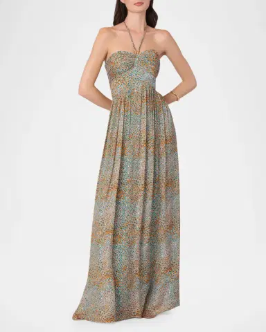 Shoshanna Grace Cip-Dot Halterneck A-line Gown | Thumbnail 2 Shoshanna Grace Cip-Dot Halterneck A-line Gown | Thumbnail 2