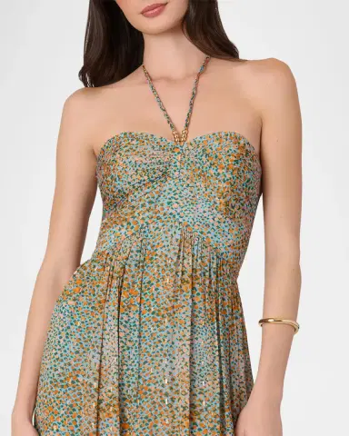 Shoshanna Grace Cip-Dot Halterneck A-line Gown | Thumbnail 4 Shoshanna Grace Cip-Dot Halterneck A-line Gown | Thumbnail 4