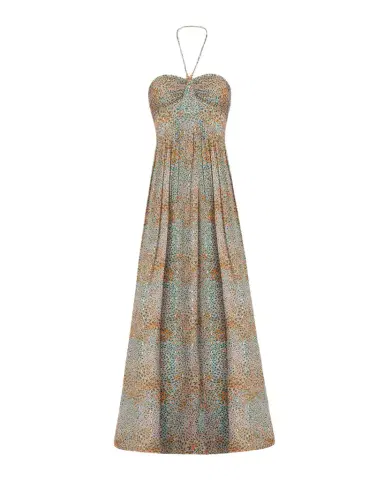 Shoshanna Grace Cip-Dot Halterneck A-line Gown | Thumbnail 1 Shoshanna Grace Cip-Dot Halterneck A-line Gown | Thumbnail 1