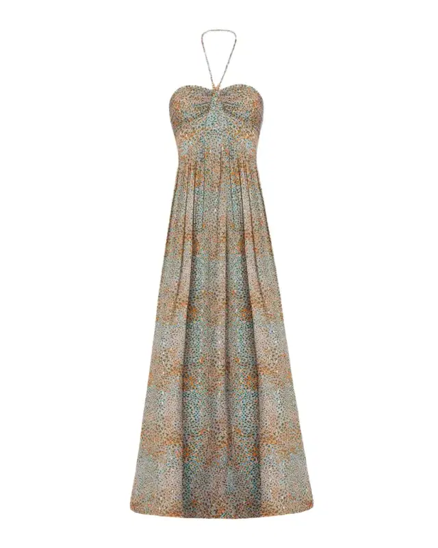 Shoshanna Grace Cip-Dot Halterneck A-line Gown