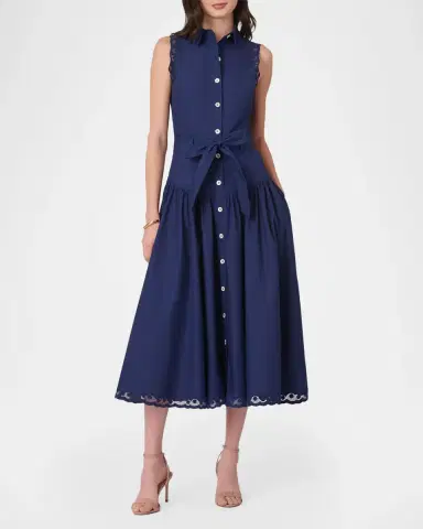 Shoshanna Bradley Lace-Trim Midi Shirtdress | Thumbnail 2
