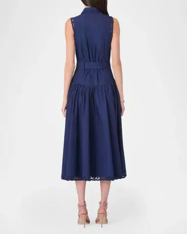 Shoshanna Bradley Lace-Trim Midi Shirtdress | Thumbnail 3