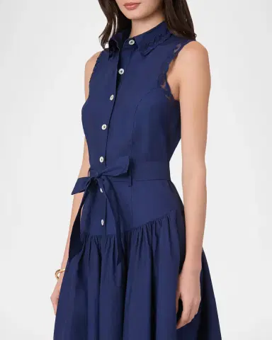 Shoshanna Bradley Lace-Trim Midi Shirtdress | Thumbnail 4