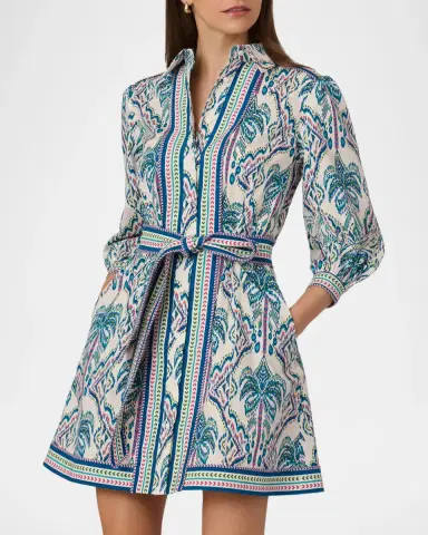 Shoshanna Vesey Floral Tapestry-Print Stretch-Cotton Mini Shirtdress | Thumbnail 2
