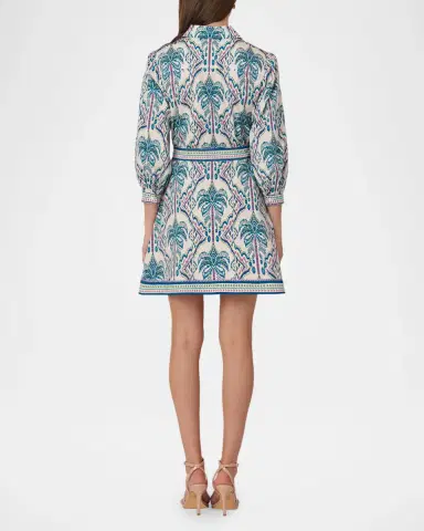 Shoshanna Vesey Floral Tapestry-Print Stretch-Cotton Mini Shirtdress | Thumbnail 3
