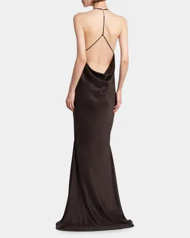 Tom Ford Peach-Feel Silk Backless Trumpet Silhouette | Thumbnail 3