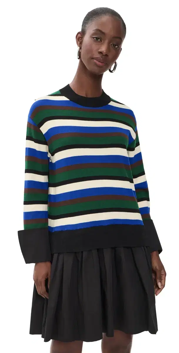 SIMONMILLER Pip Poplin Combo Dress Rugby tripe