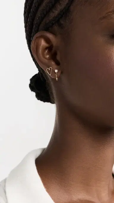 Zoë Chicco 14k Gold Open Heart Studs | Thumbnail 3