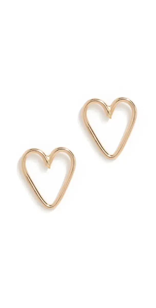 14k Gold Open Heart Studs