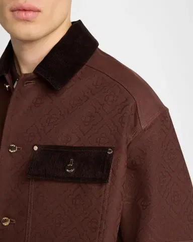 Casablanca Men's Cotton Monogram Corduroy-Trim Shirt Jacket | Thumbnail 5 Casablanca Men's Cotton Monogram Corduroy-Trim Shirt Jacket | Thumbnail 5