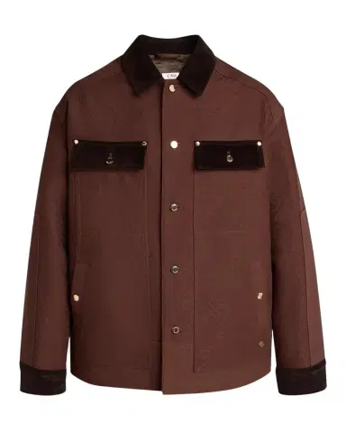 Casablanca Men's Cotton Monogram Corduroy-Trim Shirt Jacket | Thumbnail 1 Casablanca Men's Cotton Monogram Corduroy-Trim Shirt Jacket | Thumbnail 1