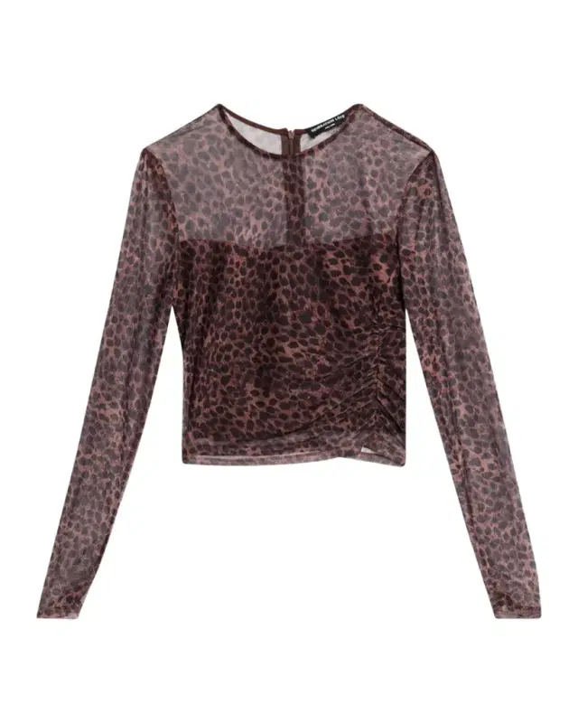 Generation Love Vivi Leopard-Print Mesh Top
