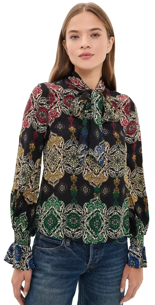 Alice + Olivia loyd Neck Wrap Button Down Shirt Road To ove g