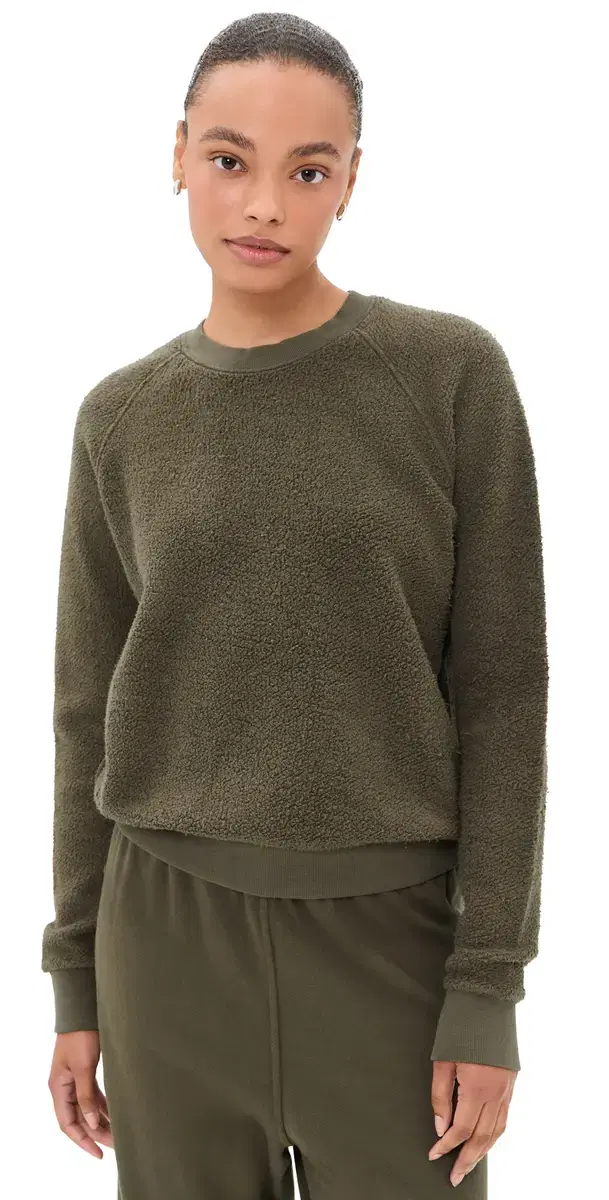 perfectwhitetee Inside Out Fleece hrunken Sweatshirt Dark Olive