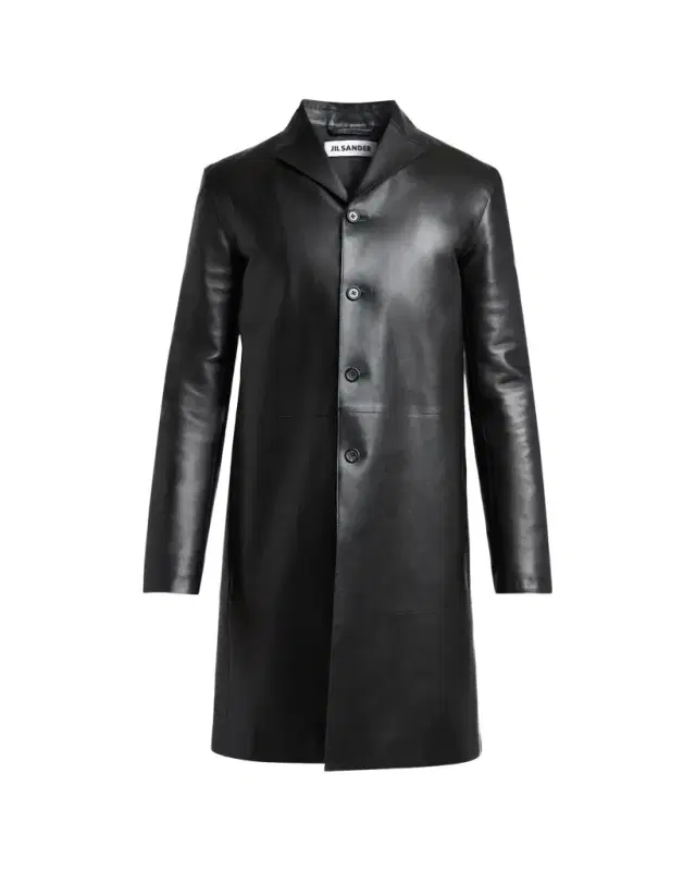 Jil Sander Men's Leather Single-Breasted Long Sport Coat