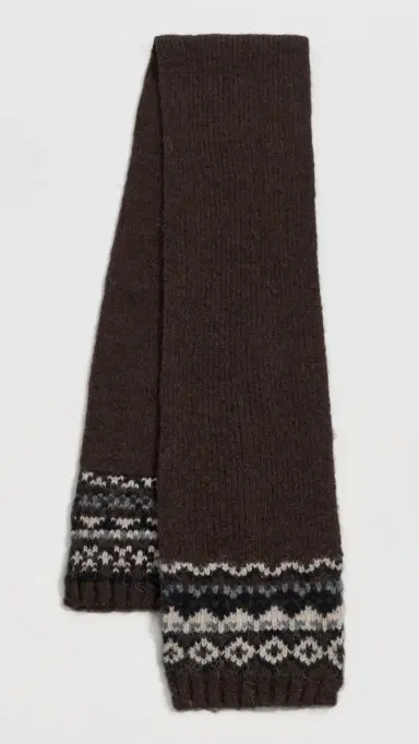 Hat Attack Fair Isle Knit Scarf Chocolate Combo One Size | Thumbnail 2