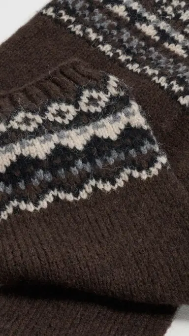 Hat Attack Fair Isle Knit Scarf Chocolate Combo One Size | Thumbnail 4