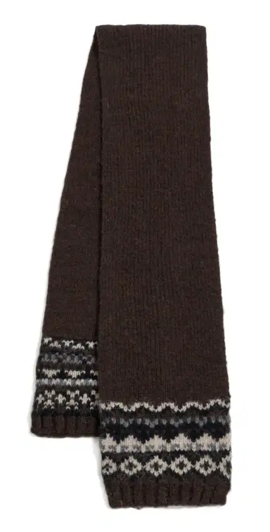 Hat Attack Fair Isle Knit Scarf Chocolate Combo One Size | Thumbnail 1