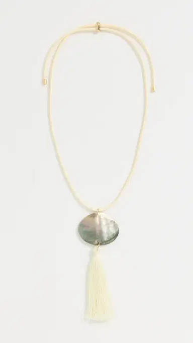 Logan Tay Iridescent Shell Tassel Necklace White One Size | Thumbnail 2