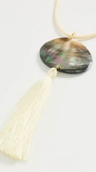Logan Tay Iridescent Shell Tassel Necklace White One Size | Thumbnail 4