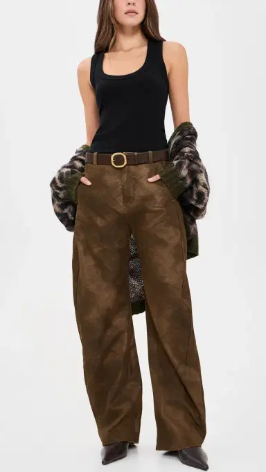 Free People Spotlight Faux Leather Trousers Chocolate Brown | Thumbnail 5
