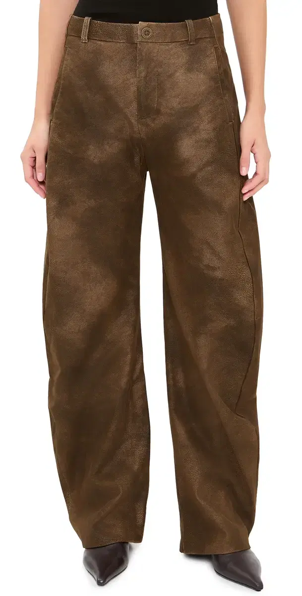 Free People Spotlight Faux Leather Trousers Chocolate Brown