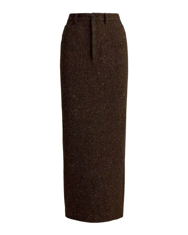 Ralph Lauren Collection Fontaine Wool-Blend Donegal Tweed Maxi Skirt