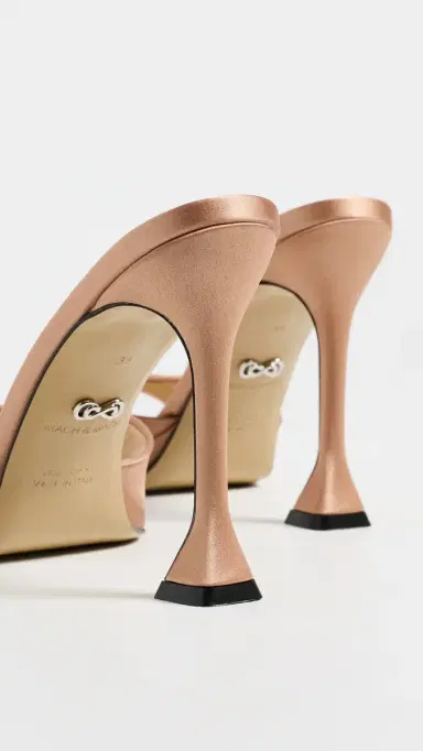 Mach & Mach Little Plateau Satin Mules Golden Brown | Thumbnail 4