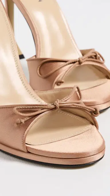 Mach & Mach Little Plateau Satin Mules Golden Brown | Thumbnail 6