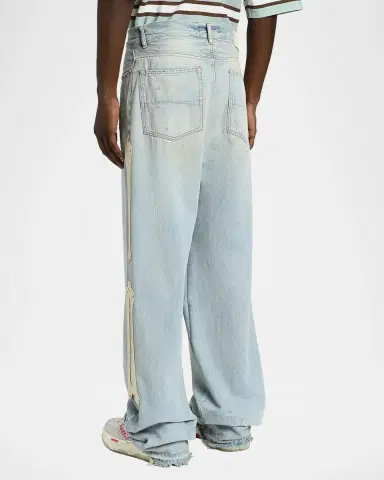 AMIRI Men's Light-Wash Denim Carpenter Jeans with Bone Appliques | Thumbnail 3