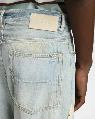 AMIRI Men's Light-Wash Denim Carpenter Jeans with Bone Appliques | Thumbnail 5