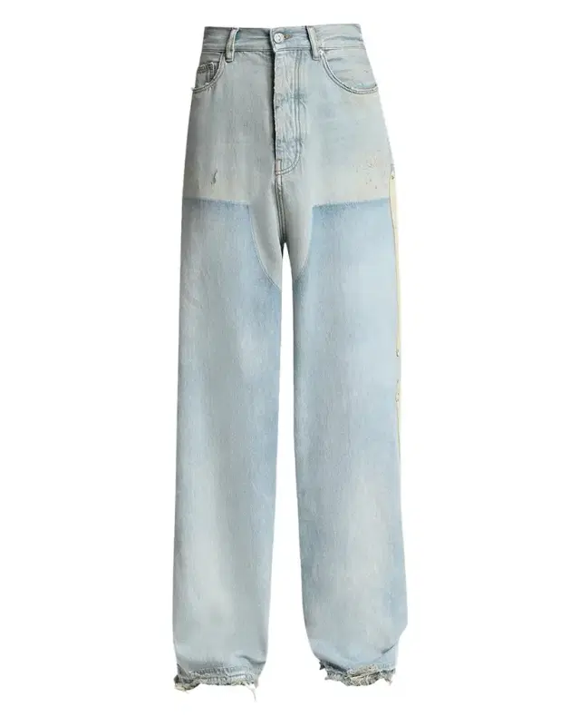 Men's Light-Wash Denim Carpenter Jeans with Bone Appliques