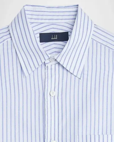 dunhill Men's Cotton Textured Stripe Point Collar Sport Shirt | Thumbnail 2 dunhill Men's Cotton Textured Stripe Point Collar Sport Shirt | Thumbnail 2