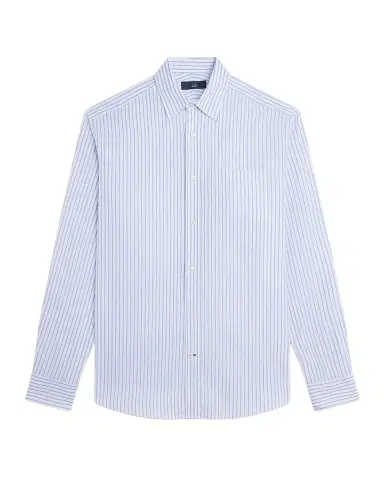 dunhill Men's Cotton Textured Stripe Point Collar Sport Shirt | Thumbnail 3 dunhill Men's Cotton Textured Stripe Point Collar Sport Shirt | Thumbnail 3