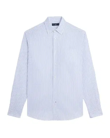 dunhill Men's Cotton Textured Stripe Point Collar Sport Shirt | Thumbnail 1 dunhill Men's Cotton Textured Stripe Point Collar Sport Shirt | Thumbnail 1