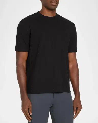 Emporio Armani Men's Cotton Geometric Jacquard Crewneck T-Shirt | Thumbnail 4