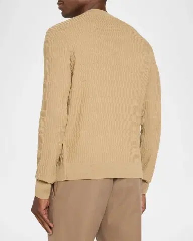 Emporio Armani Men's Wool Bar-Stitched Crewneck Sweater | Thumbnail 3