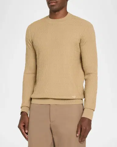 Emporio Armani Men's Wool Bar-Stitched Crewneck Sweater | Thumbnail 4