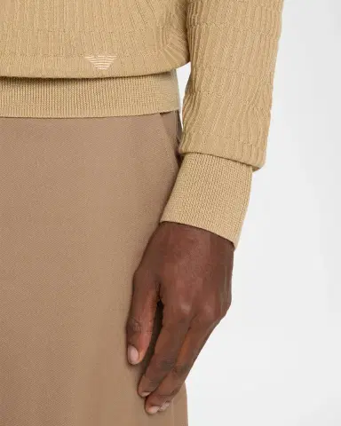 Emporio Armani Men's Wool Bar-Stitched Crewneck Sweater | Thumbnail 5