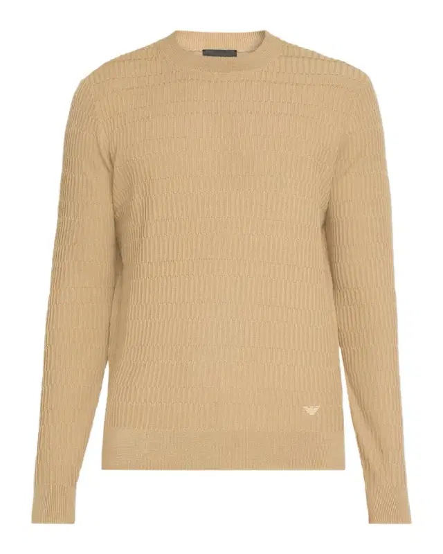 Emporio Armani Men's Wool Bar-Stitched Crewneck Sweater