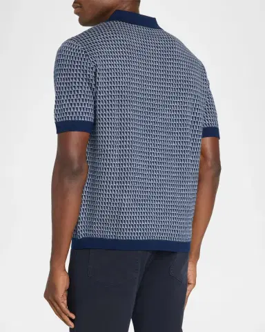 Emporio Armani Men's Contrast Triangle Jacquard Short-Sleeve Sweater | Thumbnail 3 Emporio Armani Men's Contrast Triangle Jacquard Short-Sleeve Sweater | Thumbnail 3