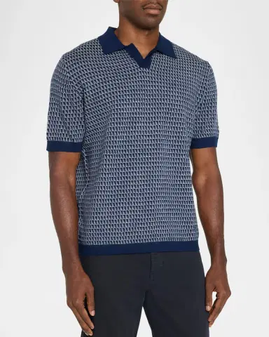 Emporio Armani Men's Contrast Triangle Jacquard Short-Sleeve Sweater | Thumbnail 4 Emporio Armani Men's Contrast Triangle Jacquard Short-Sleeve Sweater | Thumbnail 4