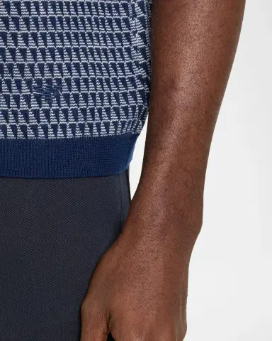 Emporio Armani Men's Contrast Triangle Jacquard Short-Sleeve Sweater | Thumbnail 5 Emporio Armani Men's Contrast Triangle Jacquard Short-Sleeve Sweater | Thumbnail 5