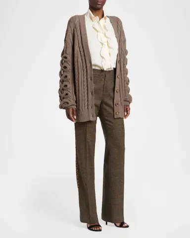 Etro Loop Cable Knit V-Neck Cardigan | Thumbnail 2 Etro Loop Cable Knit V-Neck Cardigan | Thumbnail 2